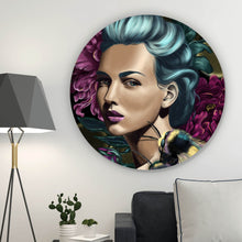 Lade das Bild in den Galerie-Viewer, Aluminiumbild gebürstet Frau mit Bienen Digital Art Kreis