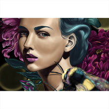 Lade das Bild in den Galerie-Viewer, Acrylglasbild Frau mit Bienen Digital Art Querformat