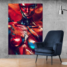 Lade das Bild in den Galerie-Viewer, Leinwandbild Frau mit abstraktem Bodypaint Hochformat