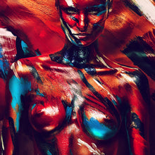 Lade das Bild in den Galerie-Viewer, Leinwandbild Frau mit abstraktem Bodypaint Quadrat