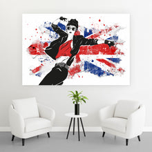 Lade das Bild in den Galerie-Viewer, Leinwandbild Frau mit Flagge im Grunge Look Querformat