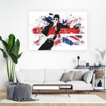 Lade das Bild in den Galerie-Viewer, Poster Frau mit Flagge im Grunge Look Querformat