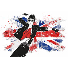Lade das Bild in den Galerie-Viewer, Poster Frau mit Flagge im Grunge Look Querformat