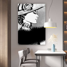 Lade das Bild in den Galerie-Viewer, Poster Frau mit Hut im Zeichenstil Hochformat