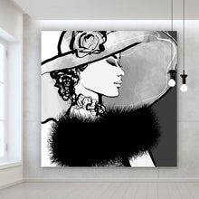 Lade das Bild in den Galerie-Viewer, Poster Frau mit Hut im Zeichenstil Quadrat