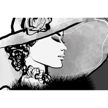 Lade das Bild in den Galerie-Viewer, Poster Frau mit Hut im Zeichenstil Querformat