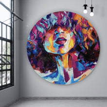 Lade das Bild in den Galerie-Viewer, Aluminiumbild Frau mit Locken Abstrakt Kreis