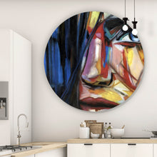 Lade das Bild in den Galerie-Viewer, Aluminiumbild Frau Zeichenstil Abstrakt Kreis