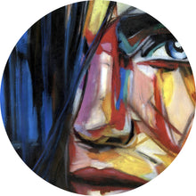 Lade das Bild in den Galerie-Viewer, Aluminiumbild gebürstet Frau Zeichenstil Abstrakt Kreis