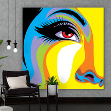 Lade das Bild in den Galerie-Viewer, Leinwandbild Frauen Gesicht Modern Art Quadrat