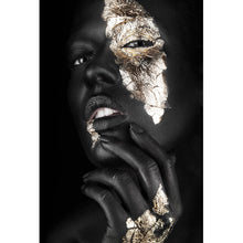 Lade das Bild in den Galerie-Viewer, Acrylglasbild Frau mit Gold Make-Up No.1 Hochformat