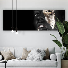 Lade das Bild in den Galerie-Viewer, Acrylglasbild Frau mit Gold Make-Up No.1 Panorama