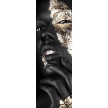 Lade das Bild in den Galerie-Viewer, Acrylglasbild Frau mit Gold Make-Up No.1 Panorama Hoch