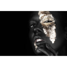 Lade das Bild in den Galerie-Viewer, Acrylglasbild Frau mit Gold Make-Up No.1 Querformat