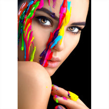 Lade das Bild in den Galerie-Viewer, Acrylglasbild Frauen Portrait mit Farbe Hochformat