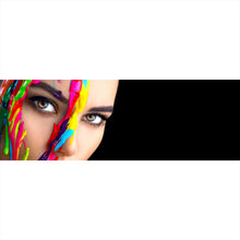 Lade das Bild in den Galerie-Viewer, Aluminiumbild Frauen Portrait mit Farbe Panorama