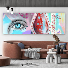 Lade das Bild in den Galerie-Viewer, Aluminiumbild gebürstet Frauenauge Watching you Vintage Panorama