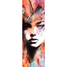 Lade das Bild in den Galerie-Viewer, Acrylglasbild Frauengesicht Abstrakt Bunt Panorama Hoch