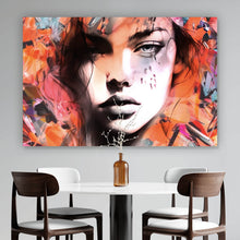 Lade das Bild in den Galerie-Viewer, Acrylglasbild Frauengesicht Abstrakt Bunt Querformat