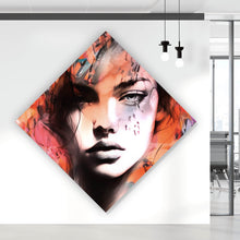 Lade das Bild in den Galerie-Viewer, Acrylglasbild Frauengesicht Abstrakt Bunt Raute