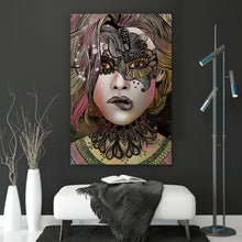 Lade das Bild in den Galerie-Viewer, Aluminiumbild Frauengesicht Bohostil Hochformat