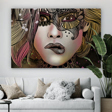 Lade das Bild in den Galerie-Viewer, Acrylglasbild Frauengesicht Bohostil Querformat