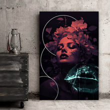 Lade das Bild in den Galerie-Viewer, Poster Frauengesicht mit Blumen Modern Art Hochformat