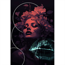 Lade das Bild in den Galerie-Viewer, Poster Frauengesicht mit Blumen Modern Art Hochformat