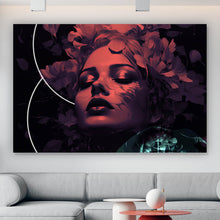 Lade das Bild in den Galerie-Viewer, Poster Frauengesicht mit Blumen Modern Art Querformat
