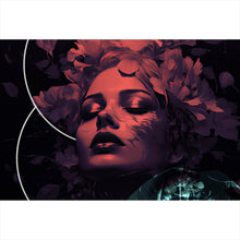 Lade das Bild in den Galerie-Viewer, Poster Frauengesicht mit Blumen Modern Art Querformat