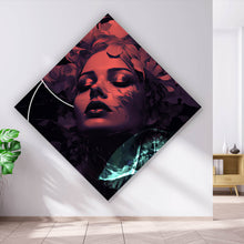 Lade das Bild in den Galerie-Viewer, Poster Frauengesicht mit Blumen Modern Art Raute