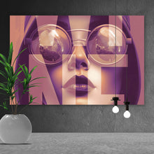 Lade das Bild in den Galerie-Viewer, Acrylglasbild Frauengesicht mit Brille Vintage Wine Querformat