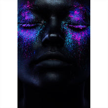 Lade das Bild in den Galerie-Viewer, Aluminiumbild gebürstet Frauenportrait Neon No.3 Hochformat