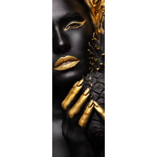 Lade das Bild in den Galerie-Viewer, Poster Frauenportrait Schwarz mit Gold Panorama Hoch