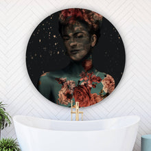 Lade das Bild in den Galerie-Viewer, Aluminiumbild gebürstet Frida Vintage mit Blumen Kreis