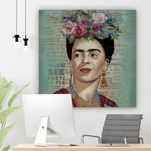 Lade das Bild in den Galerie-Viewer, Aluminiumbild Frida Vintage Portrait Quadrat
