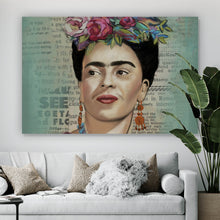 Lade das Bild in den Galerie-Viewer, Aluminiumbild Frida Vintage Portrait Querformat