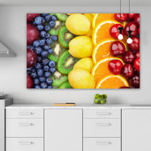 Lade das Bild in den Galerie-Viewer, Leinwandbild Frische Früchte sortiert Querformat