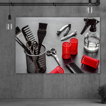 Lade das Bild in den Galerie-Viewer, Aluminiumbild Friseurzubehör Querformat
