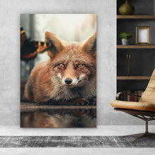 Lade das Bild in den Galerie-Viewer, Aluminiumbild Fuchs am Waldrand Hochformat