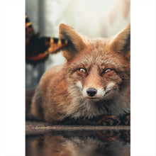 Lade das Bild in den Galerie-Viewer, Aluminiumbild gebürstet Fuchs am Waldrand Hochformat