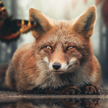 Lade das Bild in den Galerie-Viewer, Aluminiumbild gebürstet Fuchs am Waldrand Quadrat
