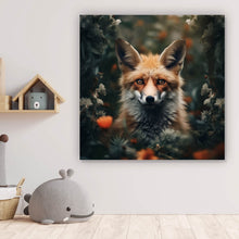 Lade das Bild in den Galerie-Viewer, Aluminiumbild gebürstet Fuchs im Wald Digital Art Quadrat