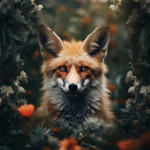 Lade das Bild in den Galerie-Viewer, Aluminiumbild gebürstet Fuchs im Wald Digital Art Quadrat