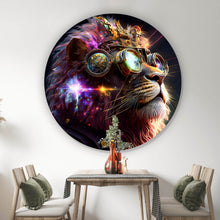 Lade das Bild in den Galerie-Viewer, Aluminiumbild gebürstet Galaktischer Fantasie Löwe Kreis