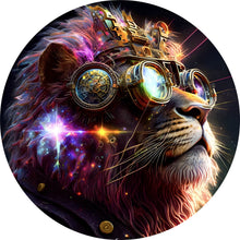 Lade das Bild in den Galerie-Viewer, Aluminiumbild gebürstet Galaktischer Fantasie Löwe Kreis