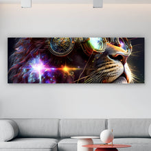 Lade das Bild in den Galerie-Viewer, Aluminiumbild gebürstet Galaktischer Fantasie Löwe Panorama