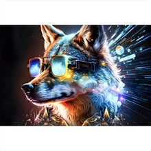Lade das Bild in den Galerie-Viewer, Acrylglasbild Galaktischer Fantasie Wolf Querformat