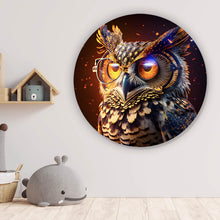 Lade das Bild in den Galerie-Viewer, Aluminiumbild gebürstet Galaktische Eule Digital Art Kreis