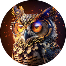 Lade das Bild in den Galerie-Viewer, Aluminiumbild gebürstet Galaktische Eule Digital Art Kreis